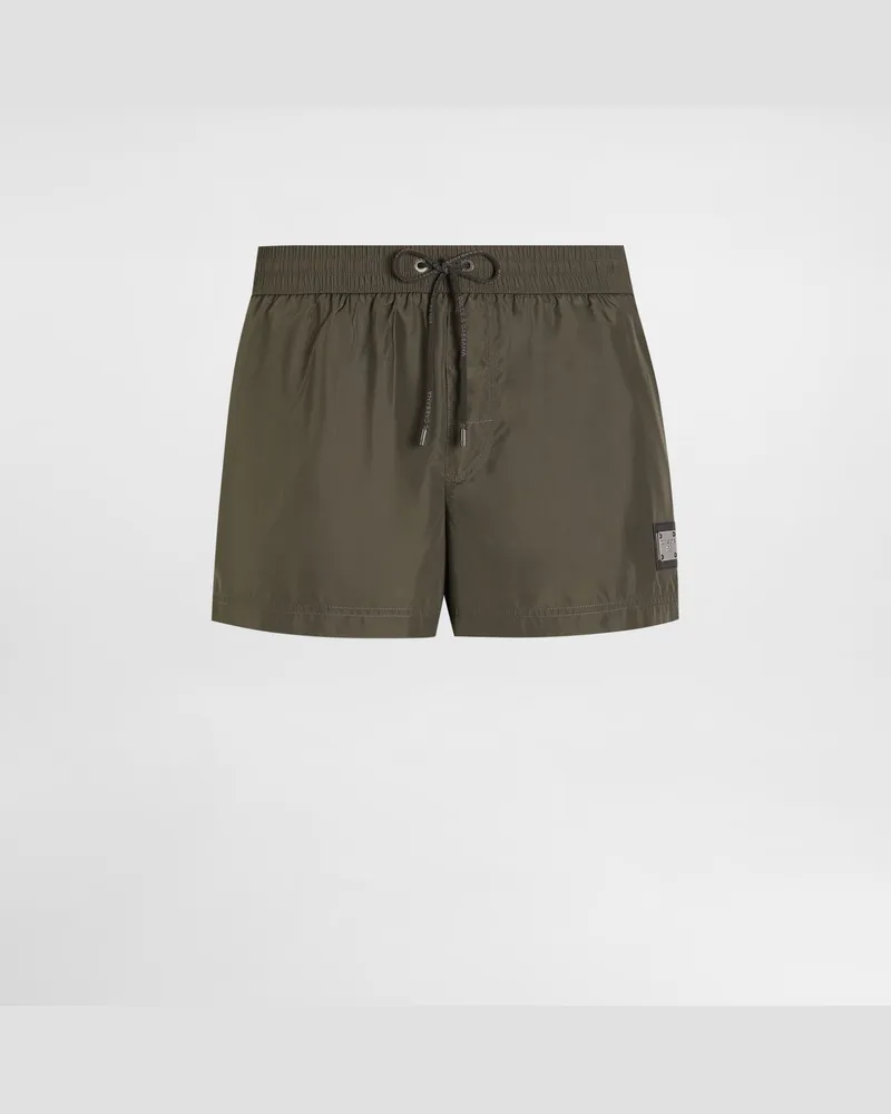 Dolce & Gabbana Short Swim Boxers In Canvas - Uomo Beachwear Multicolore Multicolore