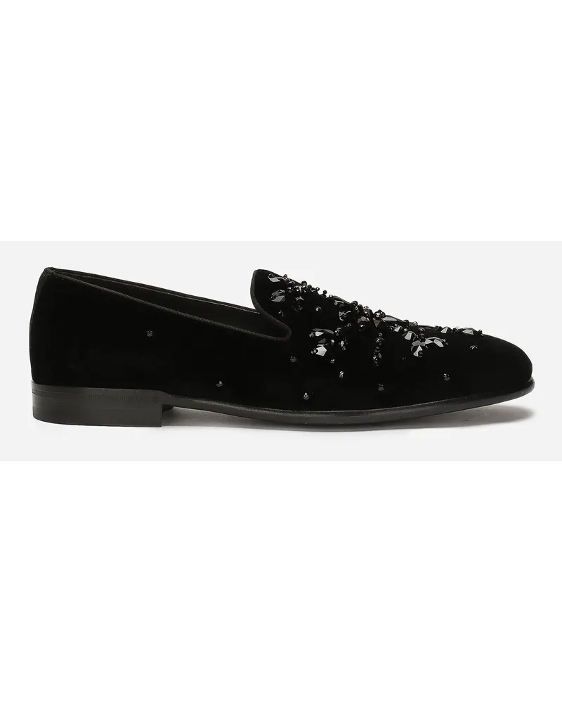 Dolce & Gabbana Pantofola In Velluto - Uomo Driver E Mocassini Nero Nero