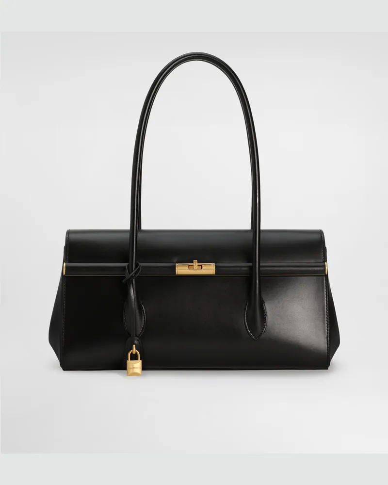 Dolce & Gabbana Borsa A Mano Marlene In Pelle Di Vitello Palmellata - Donna Borse A Mano Nero Nero