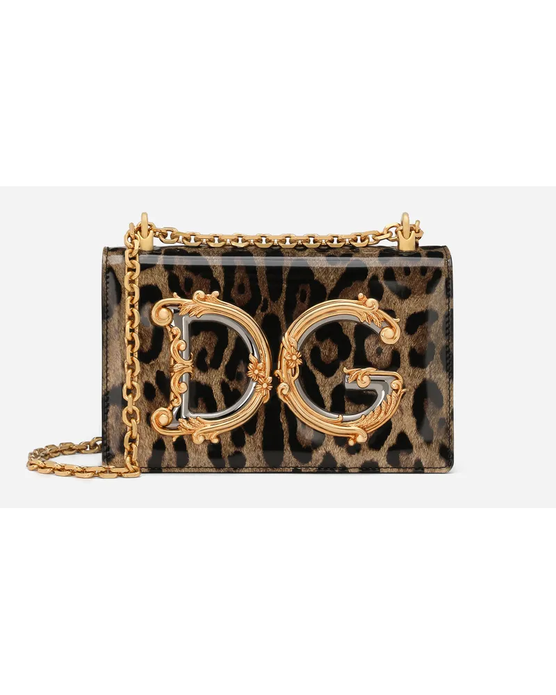 Dolce & Gabbana Borsa A Spalla Dg Girls Media - Donna Borse A Spalla E Tracolla Stampa Animalier Pelle Leo