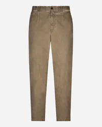 Dolce & Gabbana Pantalone In Cotone Tinto Capo - Uomo Pantaloni E Shorts Beige Beige