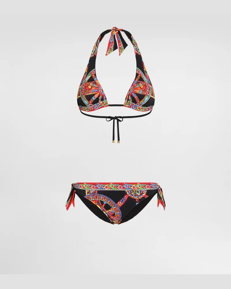 Dolce & Gabbana Bikini A Triangolo Stampa Carretto - Donna Beachwear Multicolore Multicolore