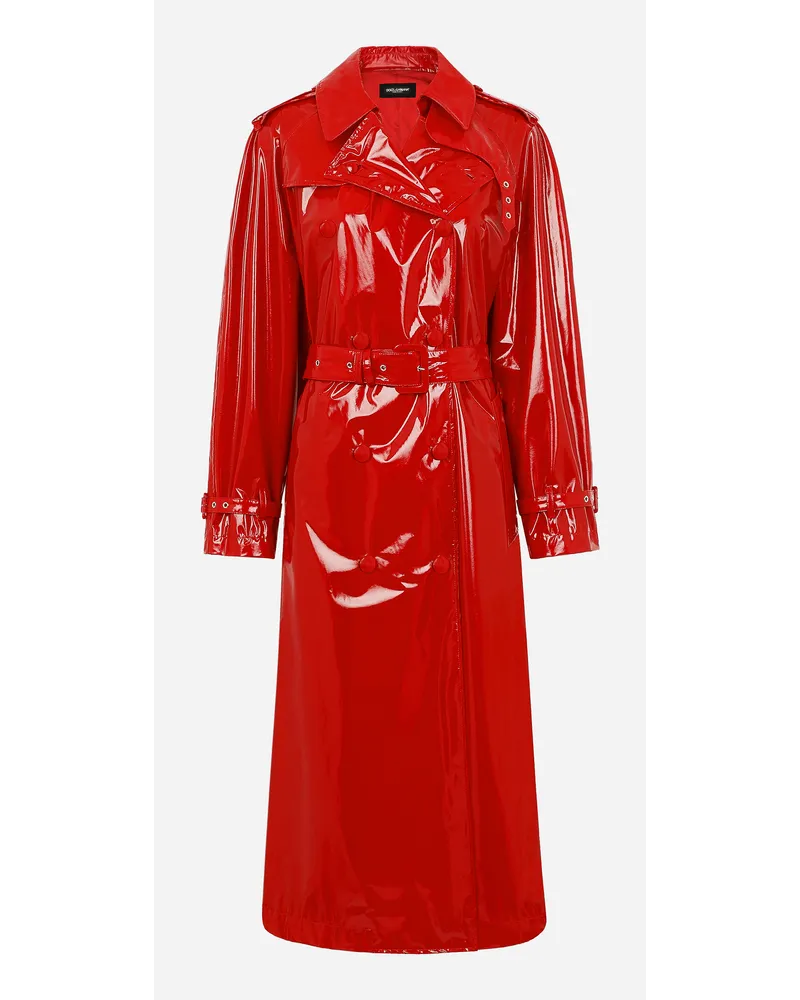 Dolce & Gabbana Trench In Vernice - Donna Cappotti E Giubbotti Rosso Tessuto Rosso