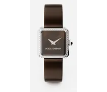 Sofia Steel Watch With Colorless Diamonds - Donna Orologi E Cinturini Cioccolato