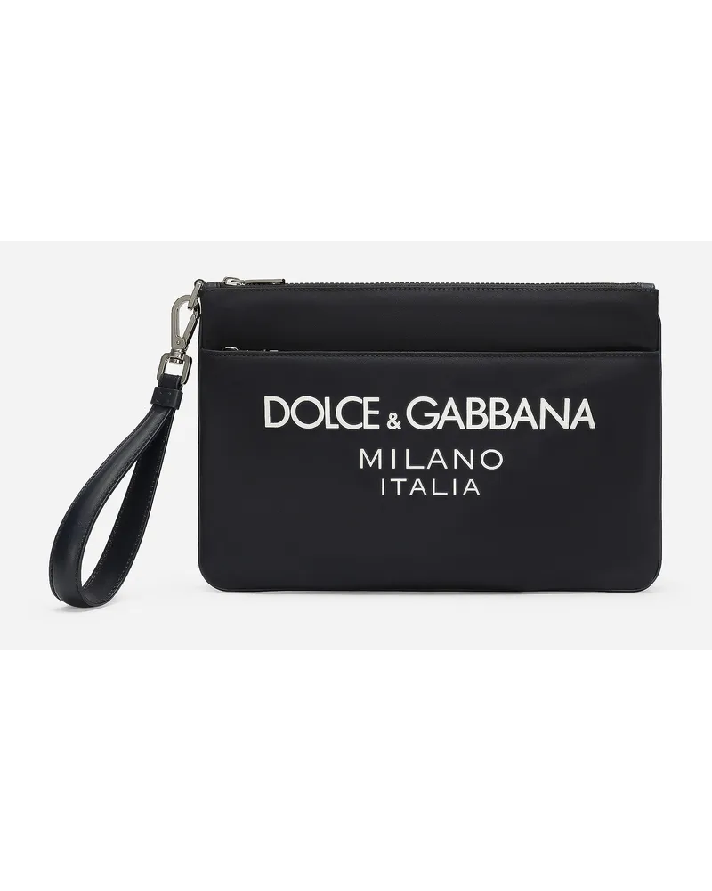 Dolce & Gabbana Pouch In Nylon - Uomo Portadocumenti E Clutch Blu Nylon Blu
