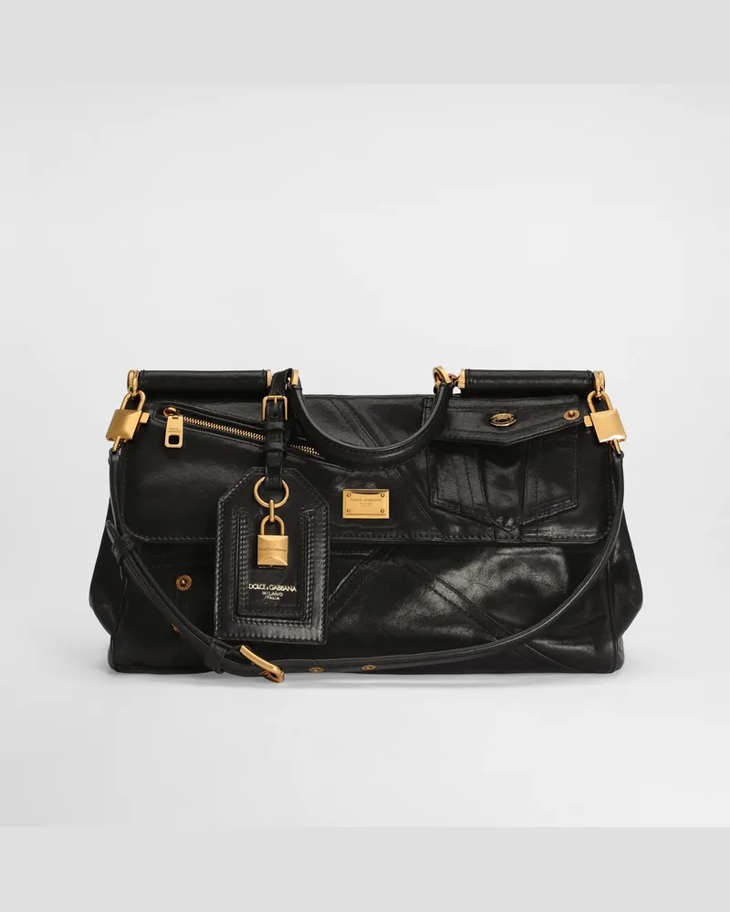Dolce & Gabbana Borsa A Mano My Sicily Media In Pelle Di Vitello - Donna Borse A Mano Nero Nero