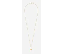 Cross Pendant On Yellow Gold Chain - Uomo Collane Oro Metallo
