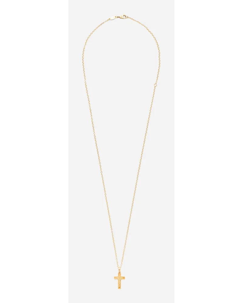 Dolce & Gabbana Cross Pendant On Yellow Gold Chain - Uomo Collane Oro Metallo Oro