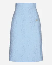 Dolce & Gabbana Gonna Midi In Jacquard Matelassé Floreale Con Logo Dg - Donna Gonne Azzurro Azzurro