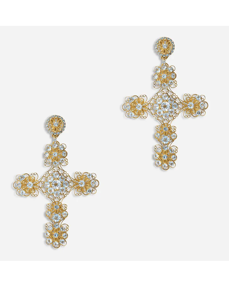 Dolce & Gabbana Pizzo Earrings In Yellow 18kt Gold With Aquamarines  - Donna Orecchini Oro Oro