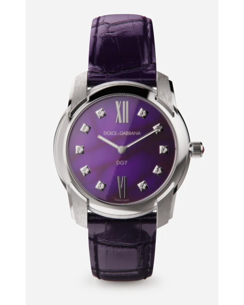 Dolce & Gabbana Dg7 Watch In Steel With Sugilite And Diamonds - Donna Orologi Viola Viola