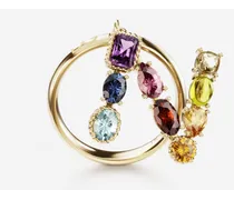 Rainbow Alphabet N Ring In Yellow Gold With Multicolor Fine Gems - Donna Anelli Oro