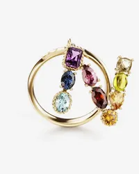 Dolce & Gabbana Rainbow Alphabet N Ring In Yellow Gold With Multicolor Fine Gems - Donna Anelli Oro Oro