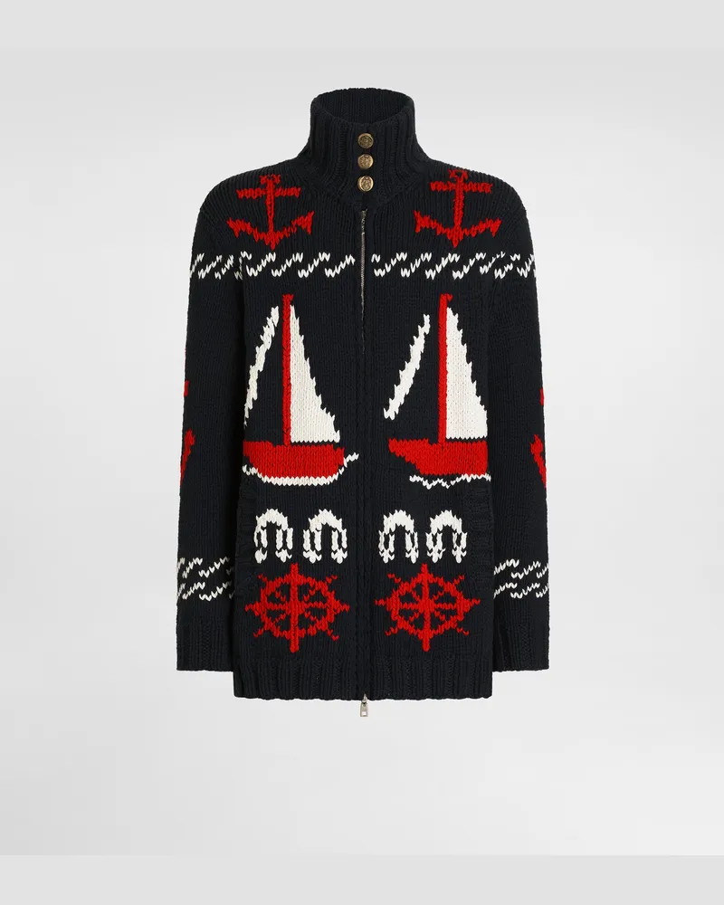 Dolce & Gabbana Cardigan In Cotone Con Intarsio - Uomo Maglieria Multicolore Multicolore