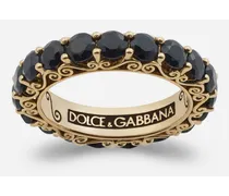 Dolce & Gabbana Anello Family In Oro Giallo E Zaffiri Neri - Donna Anelli Oro Oro