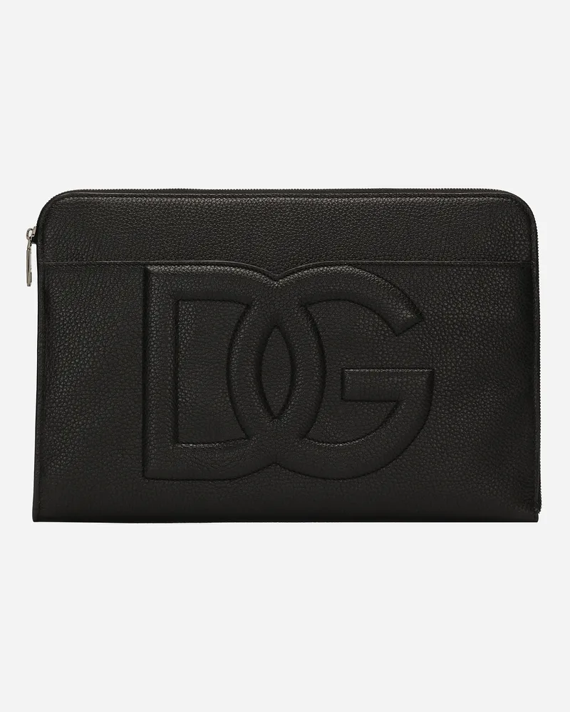 Dolce & Gabbana Pouch Grande In Pelle Di Cervo - Uomo Portadocumenti E Clutch Nero Nero