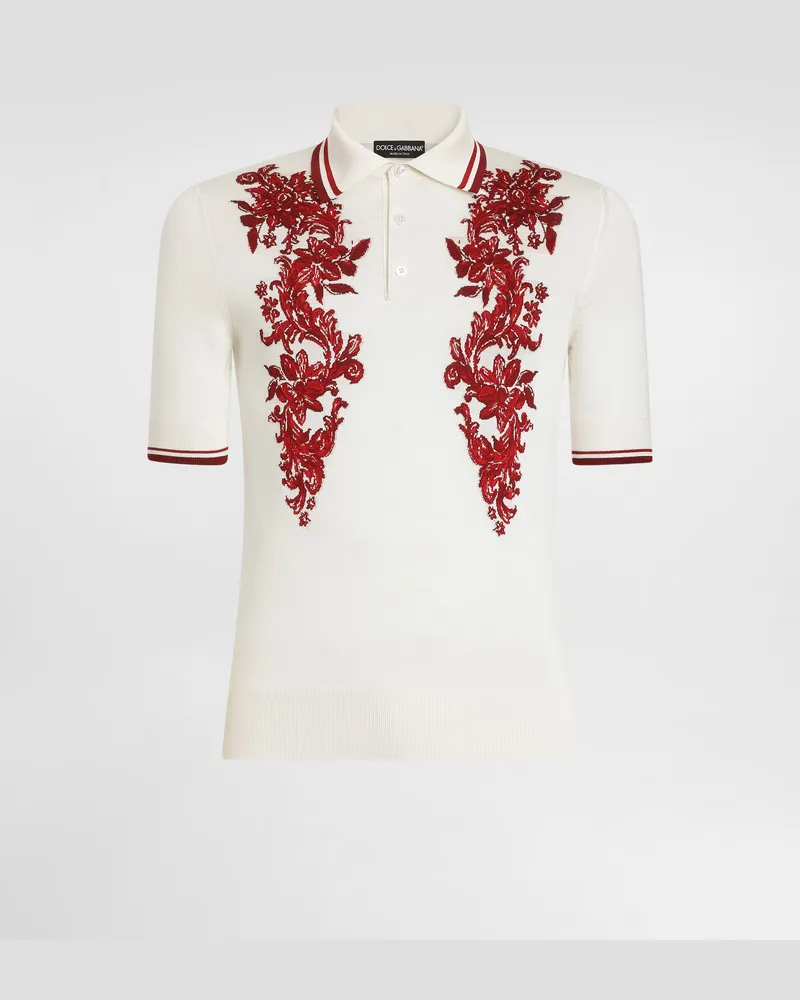 Dolce & Gabbana Polo In Seta Con Intarsio - Uomo Maglieria Multicolore Multicolore