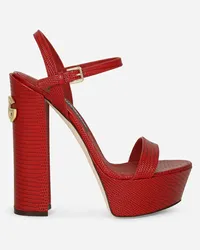 Dolce & Gabbana Sandalo Platform In Pelle Di Vitello - Donna Sandali E Zeppe Rosso Pelle Rubino