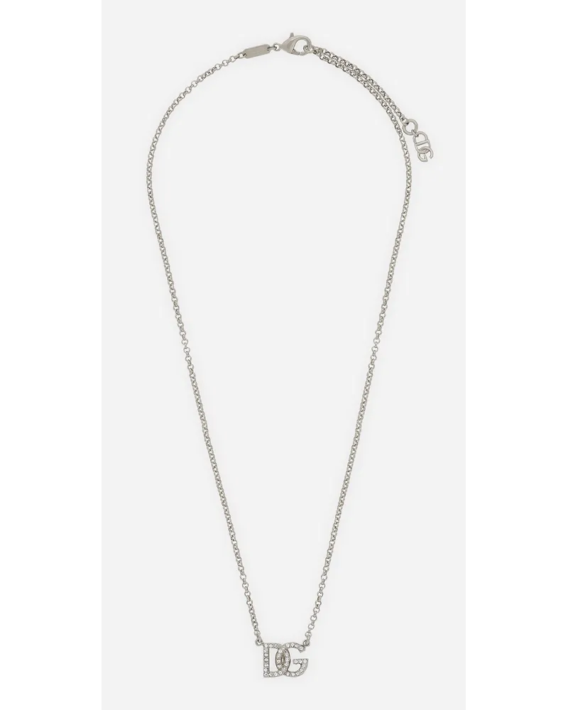Dolce & Gabbana Collana A Catena Sottile Con Logo Dg - Donna Bijoux Argento Metallo Argento