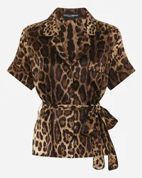 Dolce & Gabbana Camicia In Seta Con Cintura - Donna Camicie E Top Stampa Animalier Cotone Leo