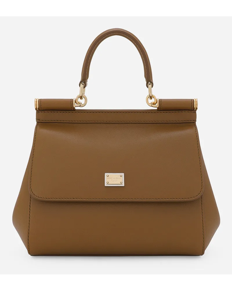 Dolce & Gabbana Borsa A Mano Sicily Grande - Donna Borse A Mano Marrone Pelle Caramello