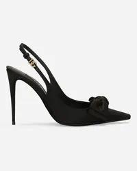 Dolce & Gabbana Slingback In Raso Con Fiocco - Donna Décolleté E Slingback Nero Nero