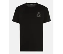 Cotton T-shirt With Heraldic Patch - Uomo T-shirts E Polo Nero