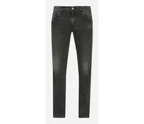 Jeans Skinny Stretch Grigio Lavato - Uomo Denim Multicolore