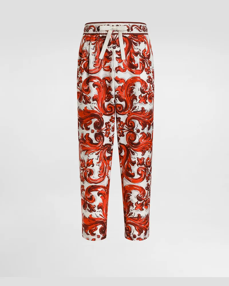 Dolce & Gabbana Pantaloni Jogging In Jacquard Stampa Maiolica - Uomo Pantaloni E Shorts Multicolore Multicolore
