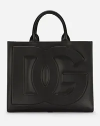 Dolce & Gabbana Shopping Media Dg Daily In Pelle Di Vitello - Donna Borse A Mano Nero Pelle Nero