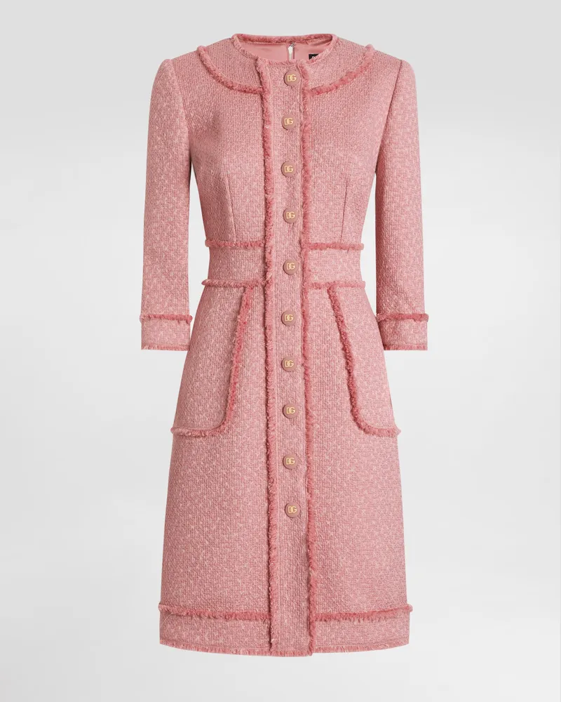 Dolce & Gabbana Abito Chemisier A Line In Tweed Rachel - Donna Abiti Rosa Rosa