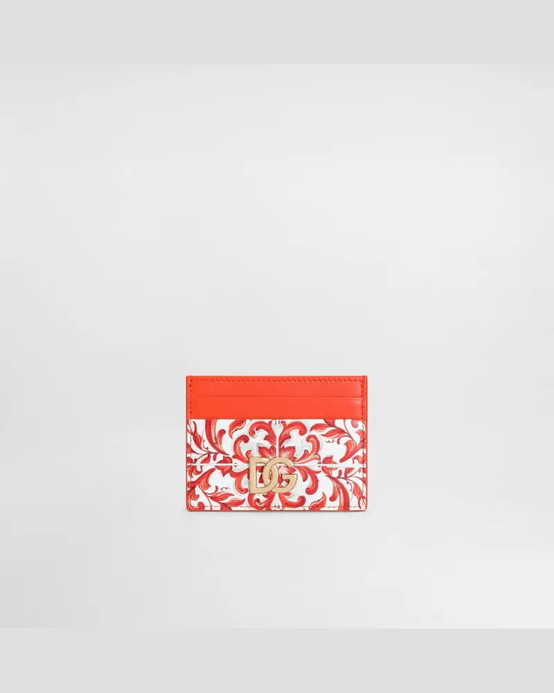 Dolce & Gabbana Portacarte 3.5 In Pelle Di Vitello Stampa Maiolica - Donna Portafogli E Piccola Pelletteria Multicolore Multicolore