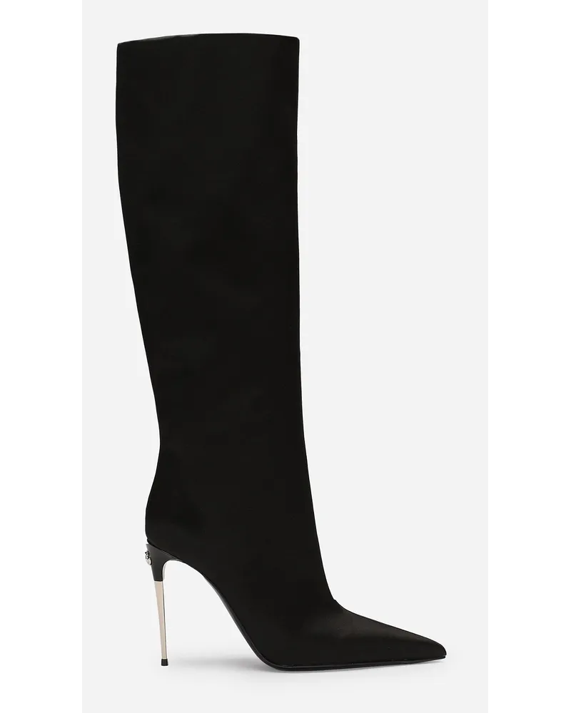 Dolce & Gabbana Stivale In Raso - Donna Stivali E Stivaletti Nero Viscosa Nero