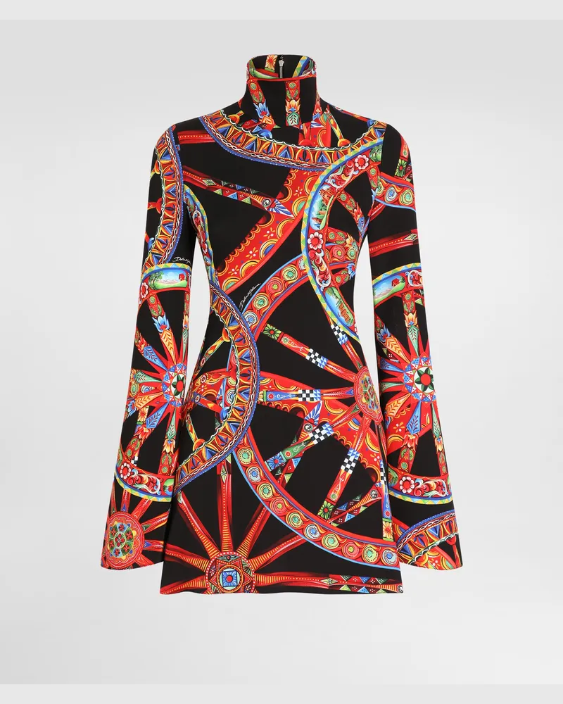 Dolce & Gabbana Abito In Charmeuse Stampa Carretto - Donna Abiti Multicolore Multicolore