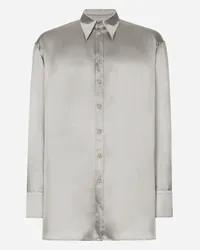 Dolce & Gabbana Camicia Over In Seta - Uomo Camicie Grigio Seta Grigio