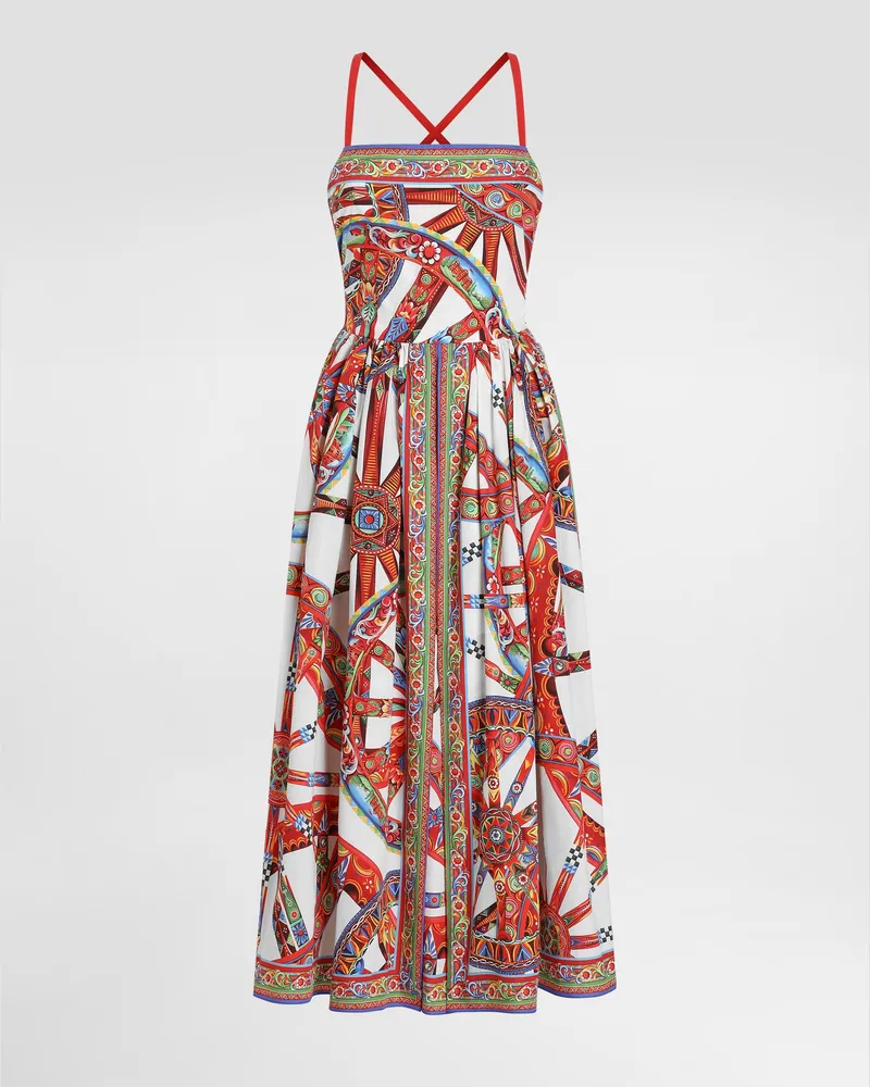 Dolce & Gabbana Abito Corto In Popeline Stampa Carretto - Donna Abiti Multicolore Variante