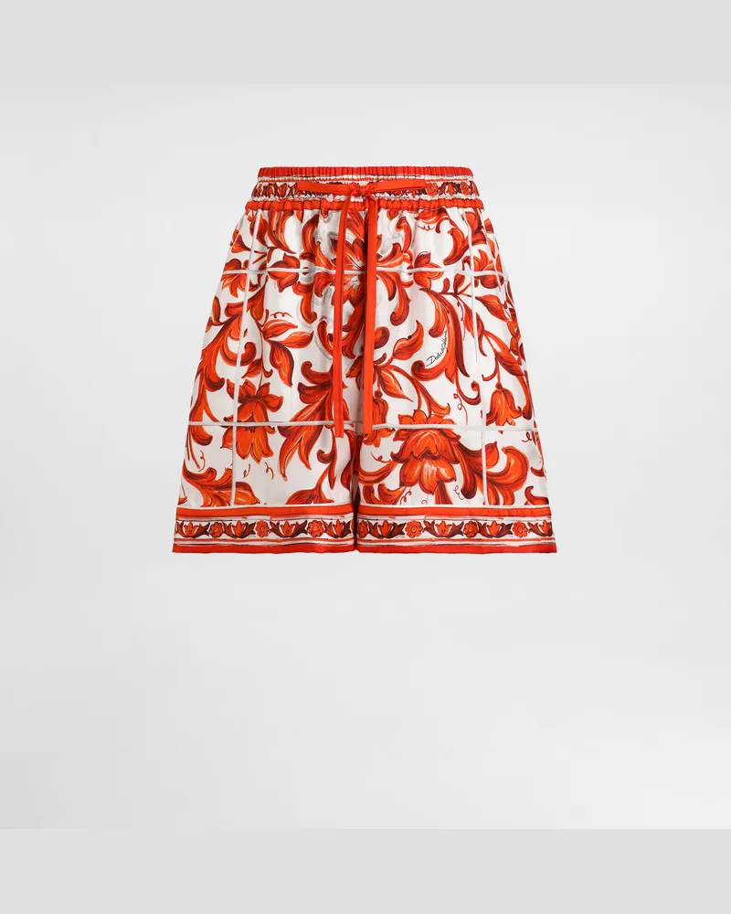 Dolce & Gabbana Bermuda In Seta Stampa Maiolica - Donna Pantaloni E Shorts Multicolore Variante