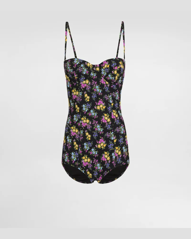 Dolce & Gabbana Costume Intero A Balconcino Stampa Fiorellini - Donna Beachwear Multicolore Multicolore