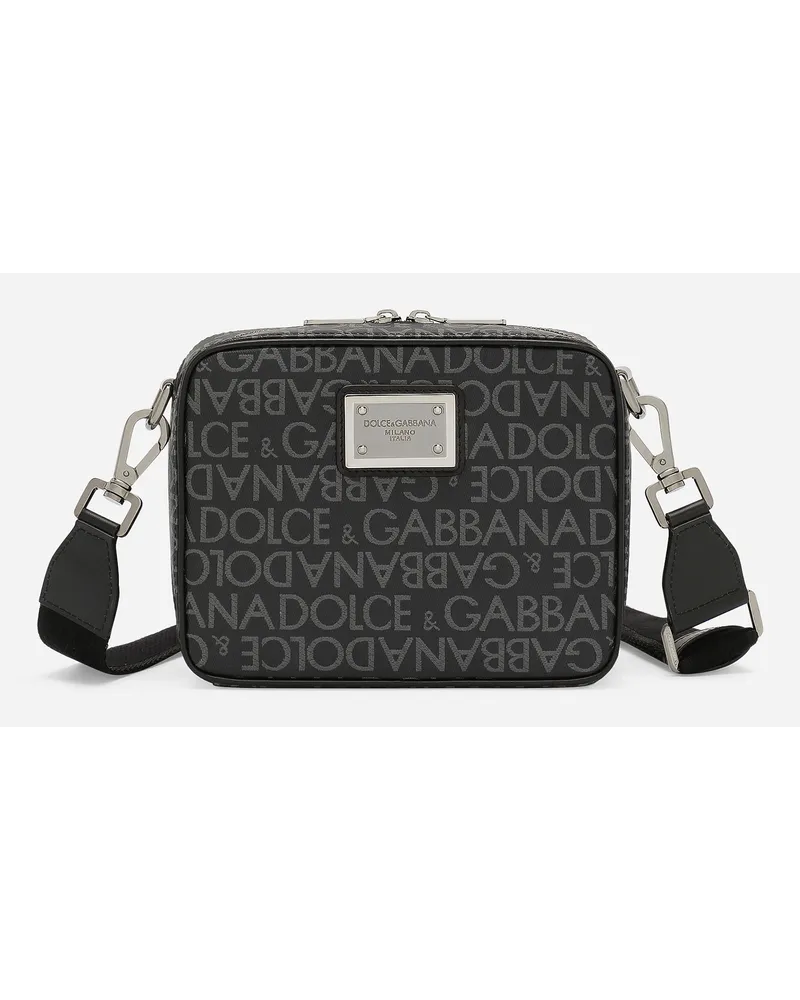 Dolce & Gabbana Borsa A Tracolla In Jacquard Spalmato - Uomo Borse A Tracolla Multicolore Tessuto Nero