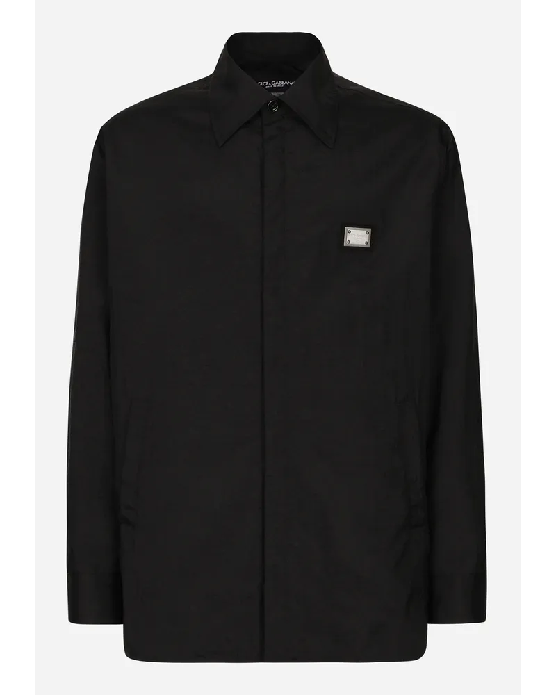 Dolce & Gabbana Camicia In Tessuto Tecnico Con Placca - Uomo Camicie Nero Nero