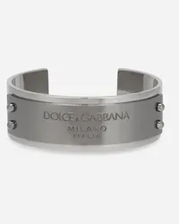 Dolce & Gabbana Bracciale Rigido Con Logo - Uomo Bijoux Argento Metallo Argento