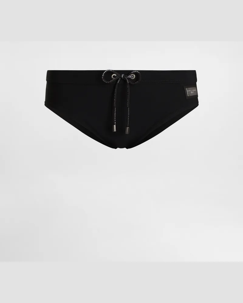 Dolce & Gabbana Speedo Alto - Uomo Beachwear Nero Jersey Nero