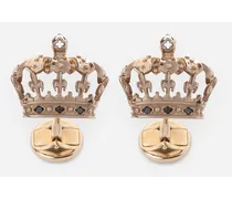 Crown White Gold Cufflinks With Black Diamonds - Uomo Gemelli Oro Bianco