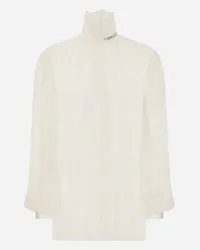 Dolce & Gabbana Blusa Collo Alto In Pizzo Floreale - Donna Camicie E Top Bianco Pizzo Bianco