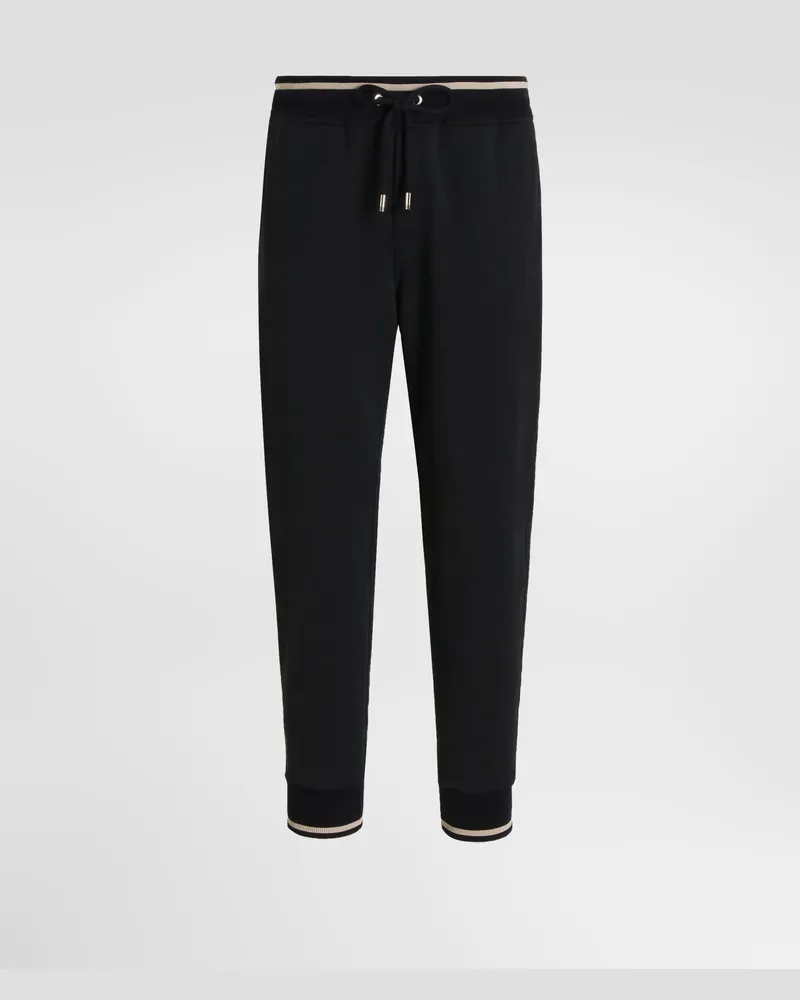 Dolce & Gabbana Pantaloni Jogging In Cotone Con Ricamo - Uomo Pantaloni E Shorts Blu Blu