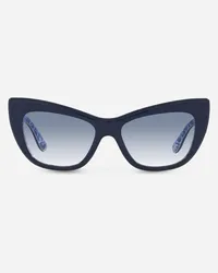 Dolce & Gabbana New Print Sunglasses - Donna Occhiali Da Sole Blu Su Maiolica Generic