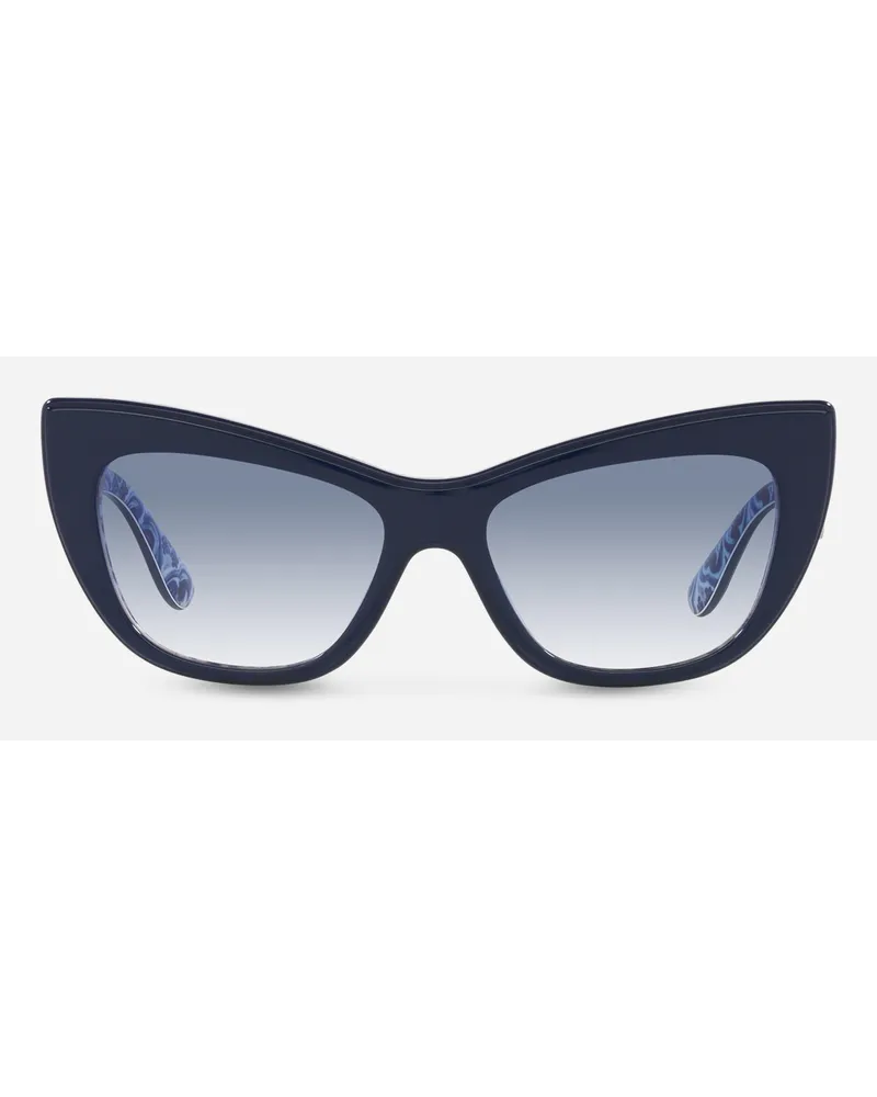 Dolce & Gabbana New Print Sunglasses - Donna Occhiali Da Sole Blu Su Maiolica Generic