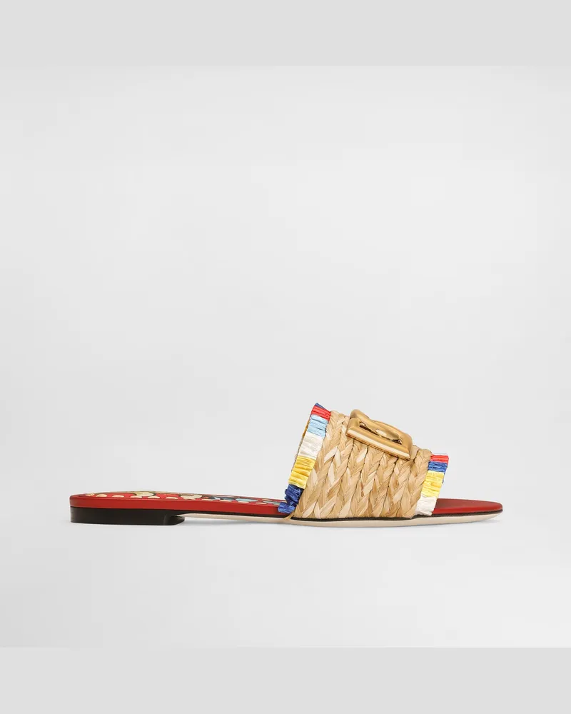 Dolce & Gabbana Ciabatta In Rafia - Donna Slide E Mule Multicolore Multicolore