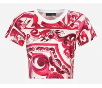 Cropped Majolica-print Jersey T-shirt - Donna T-shirts E Felpe Fucsia Cotone