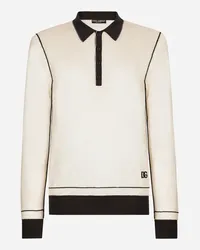 Dolce & Gabbana Polo Manica Lunga In Seta - Uomo Maglieria Bianco Bianco